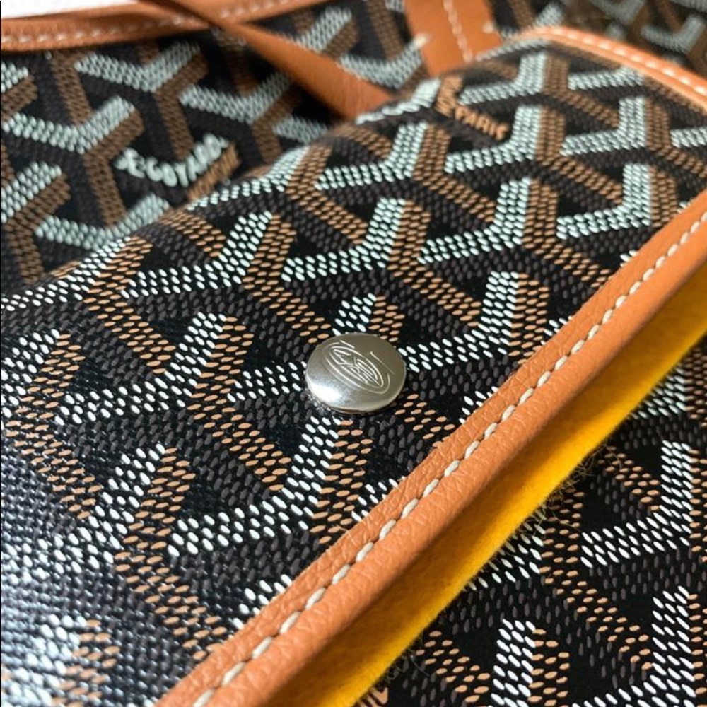 *SOLD* Goyard St Louis Chevron Black/Tan PM Tote - Picture 7 of 11